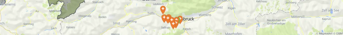 Kartenansicht für Apotheken-Notdienste in der Nähe von Ranggen (Innsbruck  (Land), Tirol)
